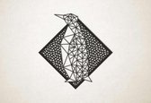 Line Art - Pinguin met achtergrond - S - 47x45cm - Zwart - geometrische wanddecoratie