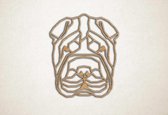 Line Art - Hond - Shar Pei - S - 54x45cm - Eiken - geometrische wanddecoratie