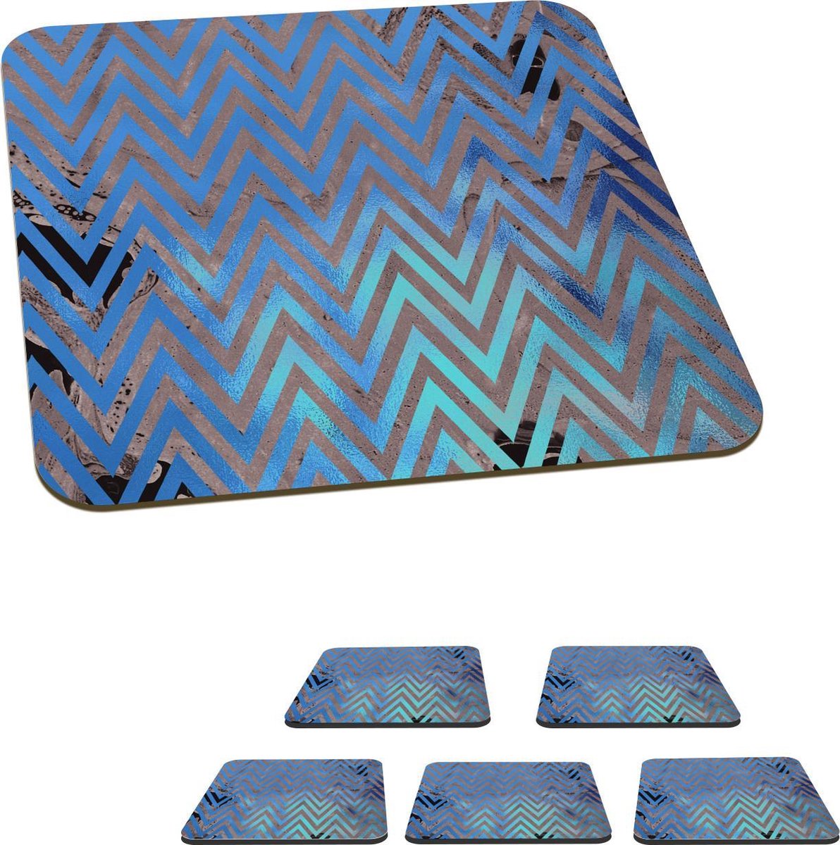 Onderzetters voor glazen - Marmer - Koper - Grijs - Wit - 10x10 cm - Glasonderzetters - 6 stuks