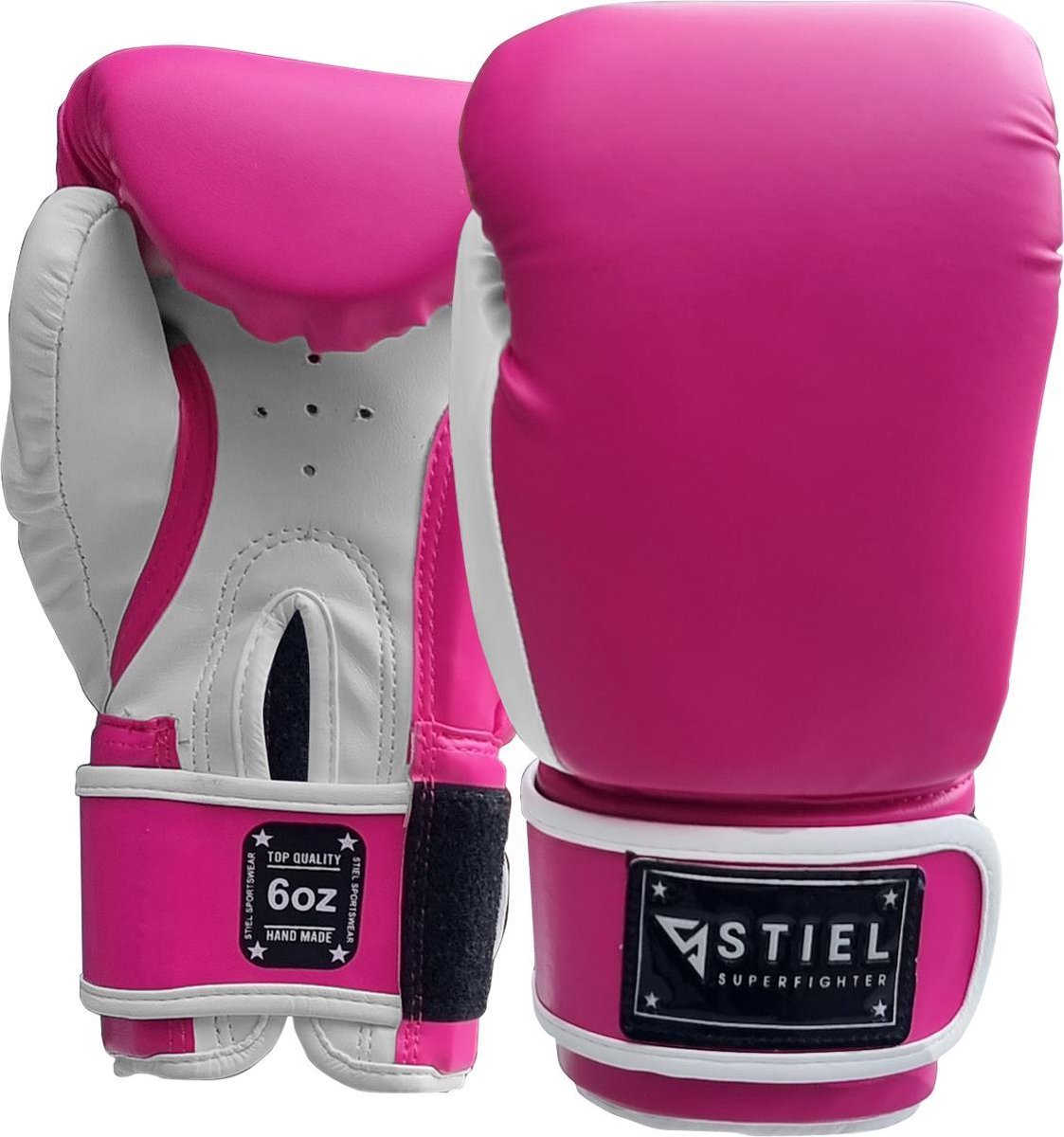 Stiel Superfighter Bokshandschoenen - Roze met wit (Beschikbaar in verschillende maten)