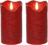 3x stuks LED kaars/stompkaars kerst rood 13 cm flakkerend - Kerst diner tafeldecoratie - Home deco kaarsen