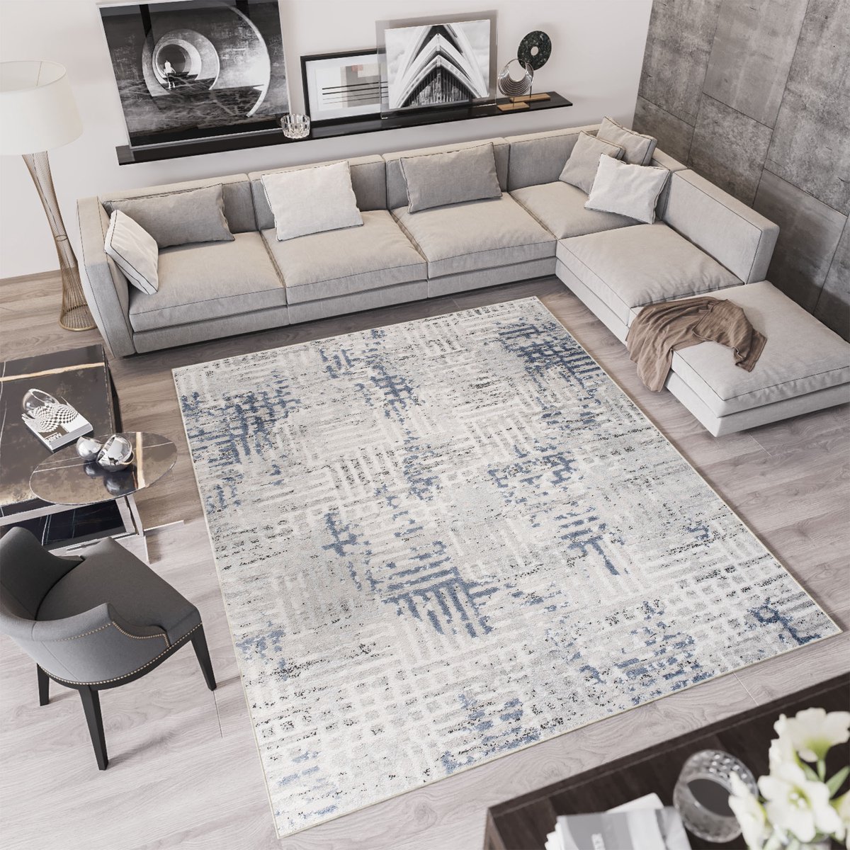 Tapiso Troya Vloerkleed Woonkamer Slaapkamer Licht Creme Design Eyecatcher Interieur Woons