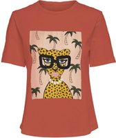 Jacqueline de Yong T-shirt Jdydelly Life S/s Print Top Jrs 15233464 Apple Butter/leopard Dames Maat - M