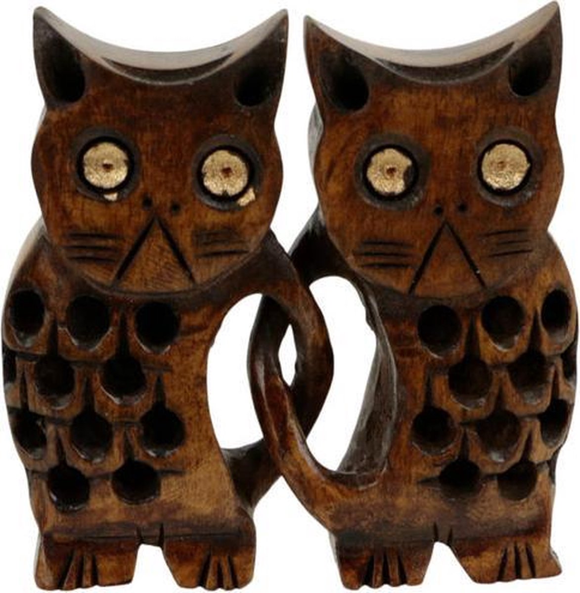 Beeld hout - Uilen koppel - Hout - Bruin - Fairtrade - Sarana