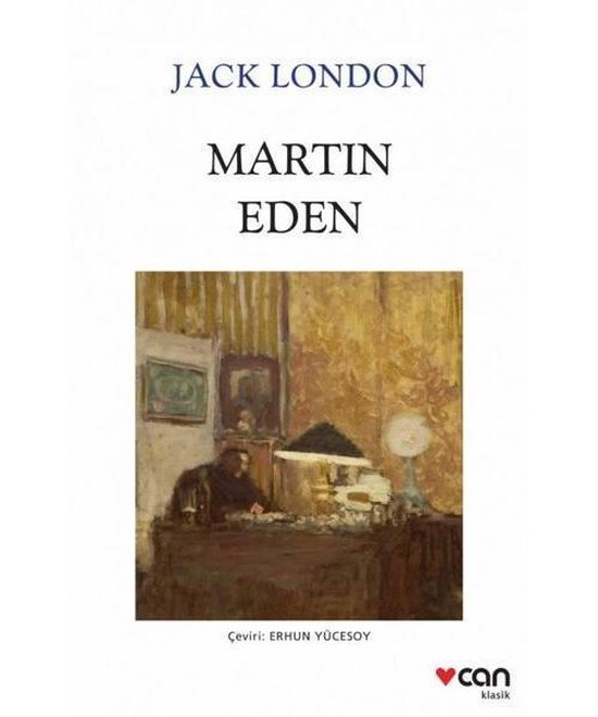 Boek "Martin Eden" van Jack London, met een schilderij van een man aan een bureau.