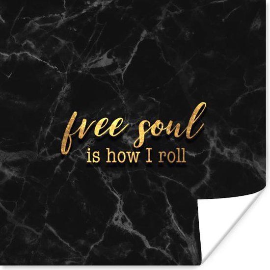 Poster Quote - Free - Goud - Marmer - 75x75 cm