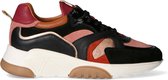 Manfield - Dames - Zwarte dad sneakers met fuchsia details - Maat 38