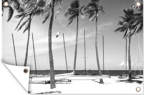Boten op het strand van Miami Beach - zwart wit