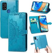 Voor UMIDIGI A9 Mandala Bloem Reliëf Horizontale Flip Lederen Case met Houder & Drie Kaartsleuven & Portemonnee & Lanyard (Blauw)