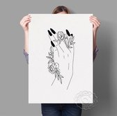 Flower Hand Abstract Print Poster Wall Art Kunst Canvas Printing Op Papier Met Waterproof Inkt 21x30cm Multi-color