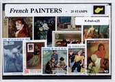 Franse schilderijen – Luxe postzegel pakket (A6 formaat) : collectie van 25 verschillende postzegels van Franse schilderijen – kan als ansichtkaart in een A6 envelop - authentiek c