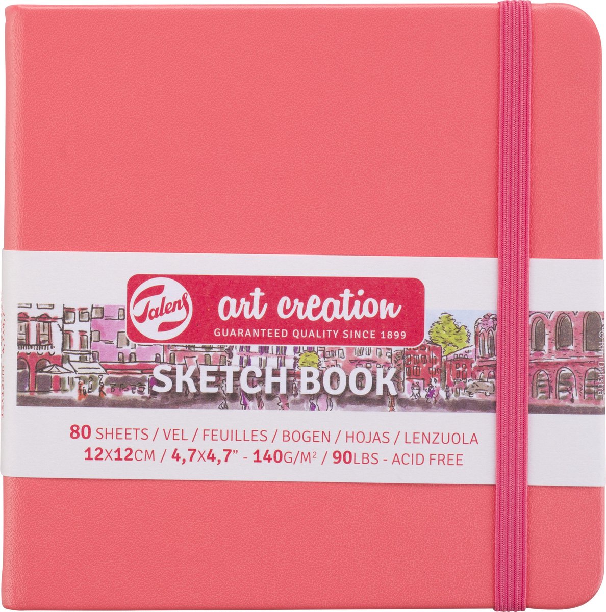 Schetsboek 12x12 cm 140g coral red