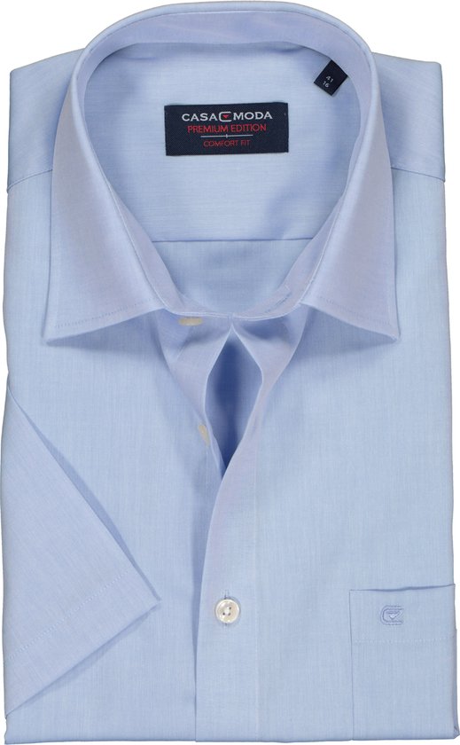 CASA MODA comfort fit overhemd - korte mouw - lichtblauw - Strijkvrij - Boordmaat: