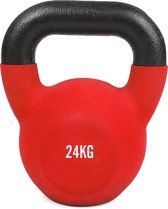 #DoYourFitness Kettlebell - Kettlebell van massief gietijzer met neopreen coating - rood - 24 KG