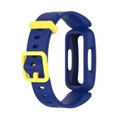 Voor Fitbit Inspire 2 siliconen vervangende horlogeband (donkerblauw + geel)
