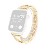 Vork roestvrij stalen band horlogeband voor Apple Watch Series 6 & SE & 5 & 4 44 mm / 3 & 2 & 1 42 mm (wit + goud)