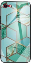 Beschermhoes van abstract marmerpatroon voor iPhone SE 2020 (Rhombus Green)