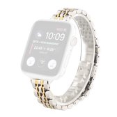 Kleine taille zeven kralen roestvrij stalen band horlogeband voor Apple Watch Series 6 & SE & 5 & 4 40 mm/3 & 2 & 1 38 mm (tussen goud)