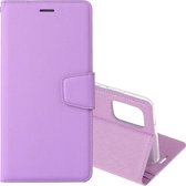 Voor Samsung Galaxy A51 5G Zijden Textuur Horizontale Flip Leren Case met Houder & Kaartsleuven & Portemonnee & Fotolijst (Paars)
