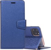 Voor iPhone 12 Max / 12 Pro Zijdestructuur Horizontaal Flip Leren Hoesje met Houder & Kaartsleuven & Portemonnee & Fotolijst (Donkerblauw)