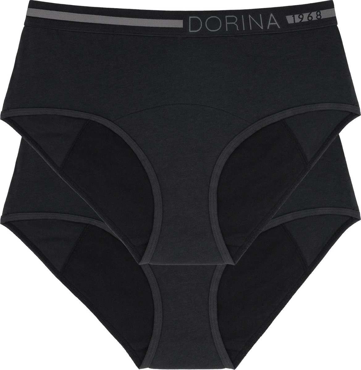 Dorina 2-pack Menstruatie Midi Slip - Menstruatieondergoed - Incontinentie ondergoed - Zwart / XL