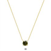 Twice As Nice Halsketting in 18kt verguld zilver, 6 mm groene zirkonia 36 cm+4 cm