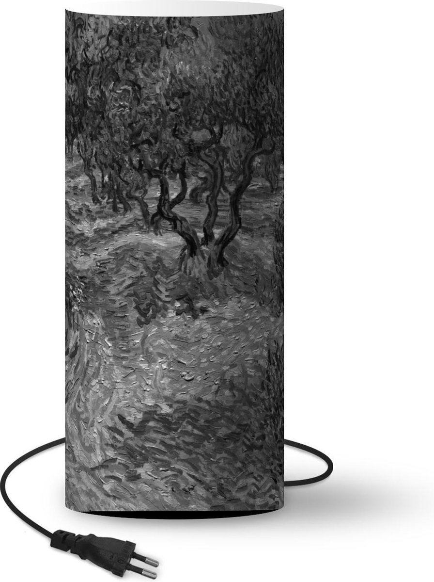 Lamp - Nachtlampje - Tafellamp slaapkamer - Olivenhain - Vincent van Gogh - Zwart - Wit - 54 cm hoog - Ø22.9 cm - Inclusief LED lamp