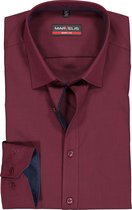 MARVELIS body fit overhemd - bordeaux rood  (contrast) - Strijkvrij - Boordmaat: 44