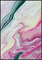 Poster van een groen, roze en witte abstracte patronen - 13x18 cm