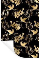 Muurstickers - Sticker Folie - Patronen - Vogels - Goud - 20x30 cm - Plakfolie - Muurstickers Kinderkamer - Zelfklevend Behang - Zelfklevend behangpapier - Stickerfolie