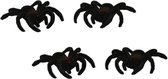 6x stuks zwarte fluwelen horror decoratie spinnen 10 cm - Halloween decoratie - Griezel themafeest versiering