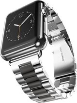 Bandje geschikt voor Apple Watch 38/40MM - Maat One Size - Metalen band - Polsband - Vlindersluiting - Metaal - Zilver Zwart