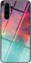 Voor Huawei P30 Pro Sterrenhemelpatroon Gehard Glas + TPU Schokbestendige Beschermhoes (Kleurrijke Sterrenhemel)