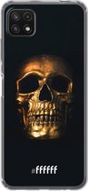 6F hoesje - geschikt voor Samsung Galaxy A22 5G -  Transparant TPU Case - Gold Skull #ffffff