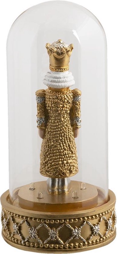 Cloche en Verres Clayre & Eef Casse-Noisette Ø 12*24 cm LED Or Plastique / Glas Cloche de Noël Cloche Cloche Cloche avec Décoration