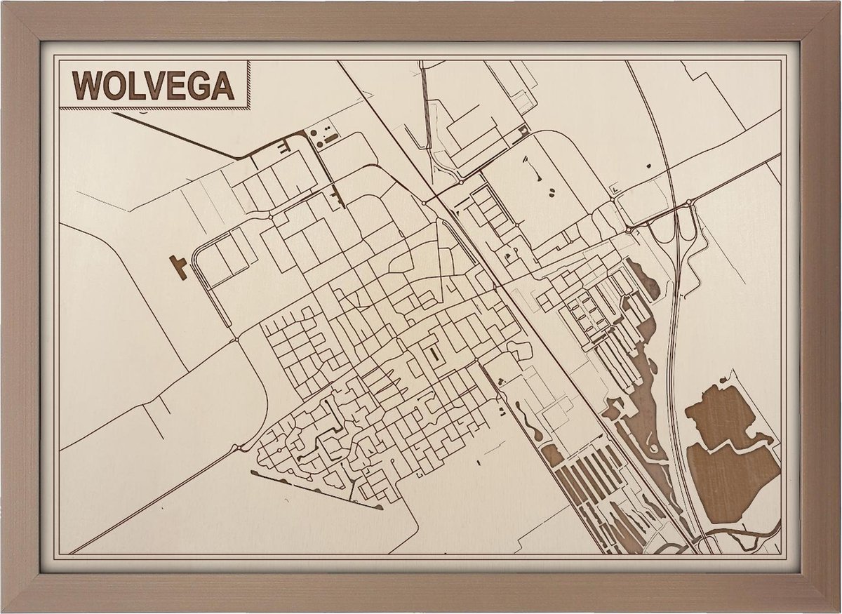 Houten stadskaart van Wolvega