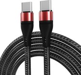 PD 60 W USB-C / Type-C naar USB-C / Type-C Snel opladende nylon gevlochten datakabel, kabellengte: 1 m (rood)