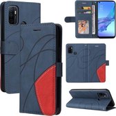 Voor OPPO A53/A33 2020/A32/A53s Dual-color splicing Horizontale Flip PU lederen tas met houder & kaartsleuven & portemonnee (blauw)