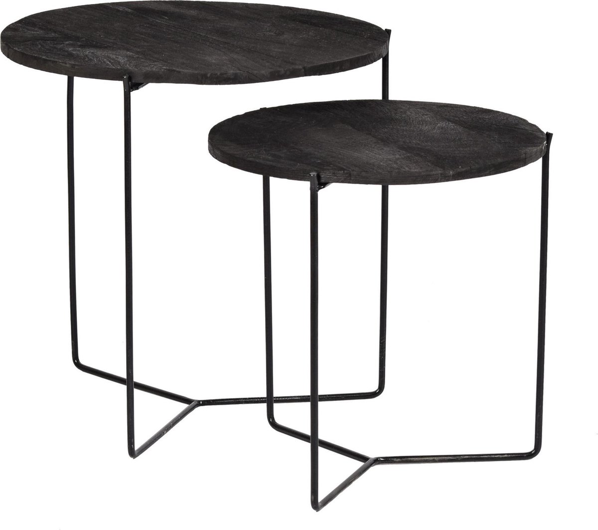 Livingfurn - Bijzettafel Mason Zwart - 52x52x53 - Mangohout