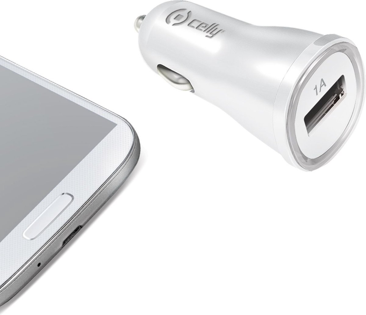 Autolader met 1 USB poort, Wit - Celly