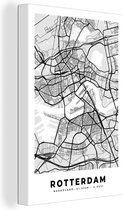 Peintures sur toile - Plan de la ville - Rotterdam - Grijs - Wit - 40x60 cm - Décoration murale