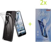 Hoesje Geschikt voor: Nokia 4.2 Transparant TPU silicone Soft Case + 2X Tempered Glass Screenprotector
