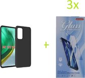 hoesje Geschikt voor: Xiaomi Mi 10T / Mi 10T Pro 5G TPU Silicone rubberen + 3 Stuks Tempered screenprotector - zwart
