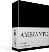 Ambiante Cotton Uni - Hoeslaken - Eenpersoons - 90x210/220 cm - Black
