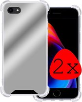 Hoes voor iPhone 8 Hoesje Spiegel - Hoes voor iPhone 8 Hoes Shock Case Back Cover - Hoes voor iPhone 8 Spiegel Hoesje Shock Proof Spiegel Hoes Zilver - 2 Stuks