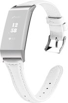 By Qubix - Fitbit Charge 3 & 4 Slim Fit Leather bandje - Wit - Fitbit charge bandjes