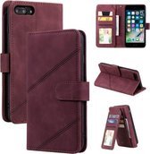 Skin Feel Business Horizontale Flip PU-lederen hoes met houder & sleuven voor meerdere kaarten & portemonnee & lanyard & fotolijst voor iPhone SE 2020/8/7 (rood)