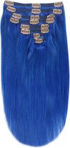 Remy Human Hair extensions Double Weft straight 20 - blauw Blue#
