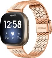 Stalen Smartwatch bandje - Geschikt voor  Fitbit Sense roestvrij stalen band - rosé goud - Strap-it Horlogeband / Polsband / Armband