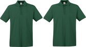 2-Pack maat S donkergroen polo shirt premium van katoen voor heren - Polo t-shirts voor heren